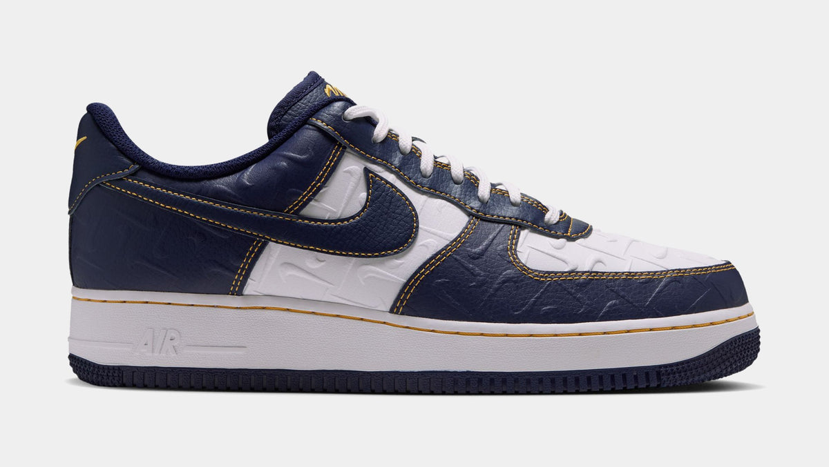 Air Force 1 Mini Swoosh Mens Lifestyle Shoes (Summit White/Midnight Navy/Yellow Ochre)