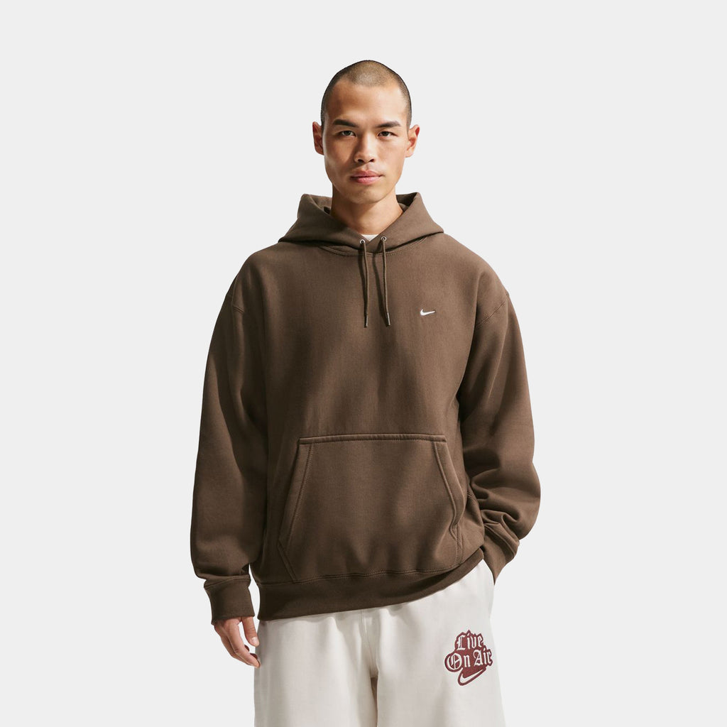 Solo Swoosh Pullover Fleece Mens Hoodie (Dark Hazel/White)