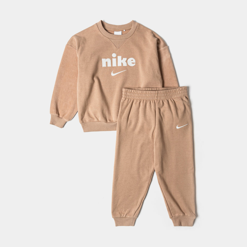 Cozy Comfort 2-Piece Crew Preschool Set (Beige/White)