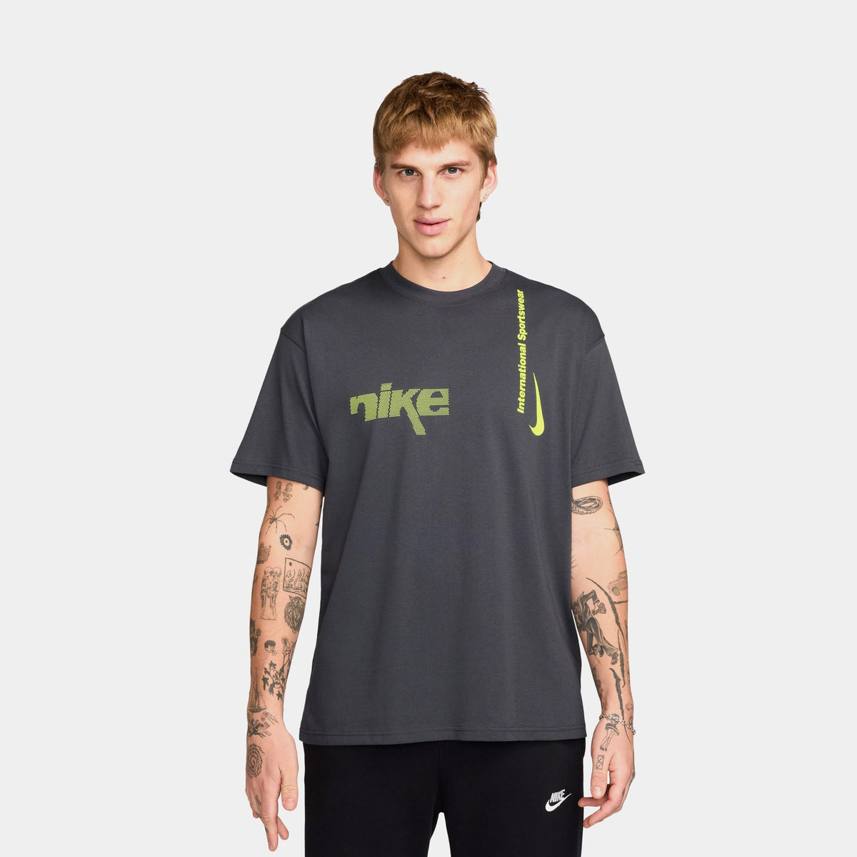 NSW Max 90 Swoosh Sport Mens Short Sleeve Shirt (Black/Grey)