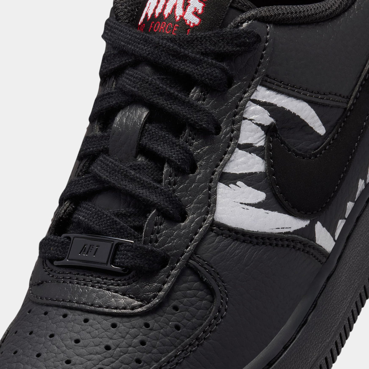 Air Force 1 Low Wolf Grade School Lifestyle Shoes (Black/University Red/Metallic Silver/Black)