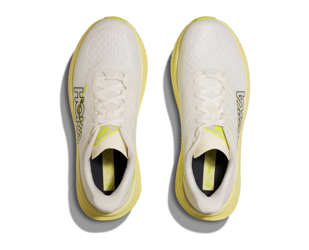 HOKA Women's Mach 6 - WHITE / NEON HOKA CITRUS