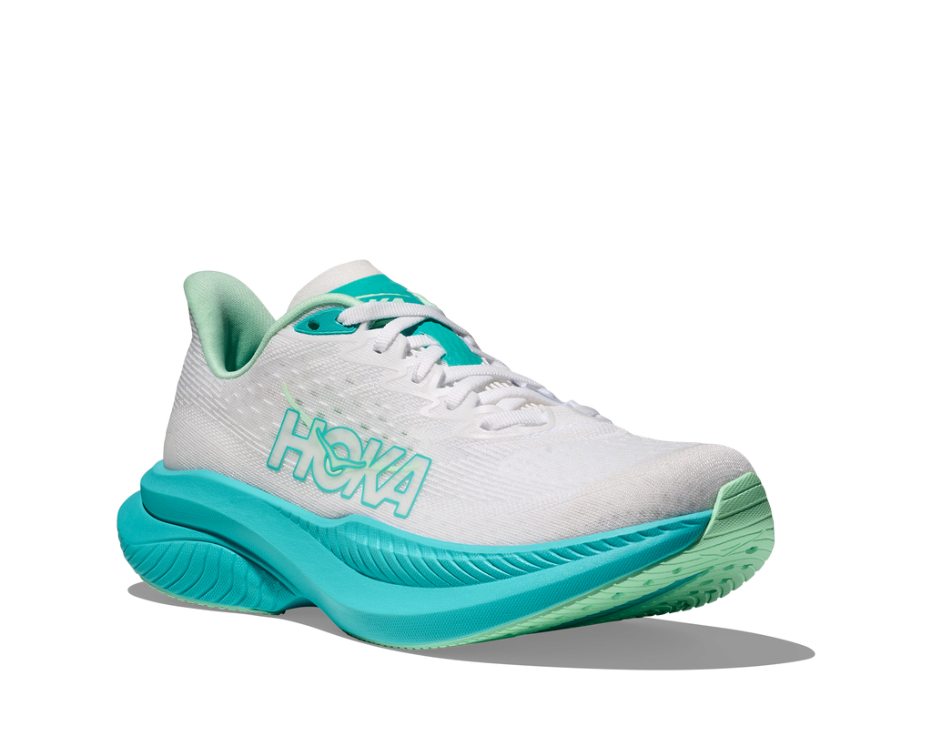HOKA Women's Mach 6 - WHITE / CIELO BLUE