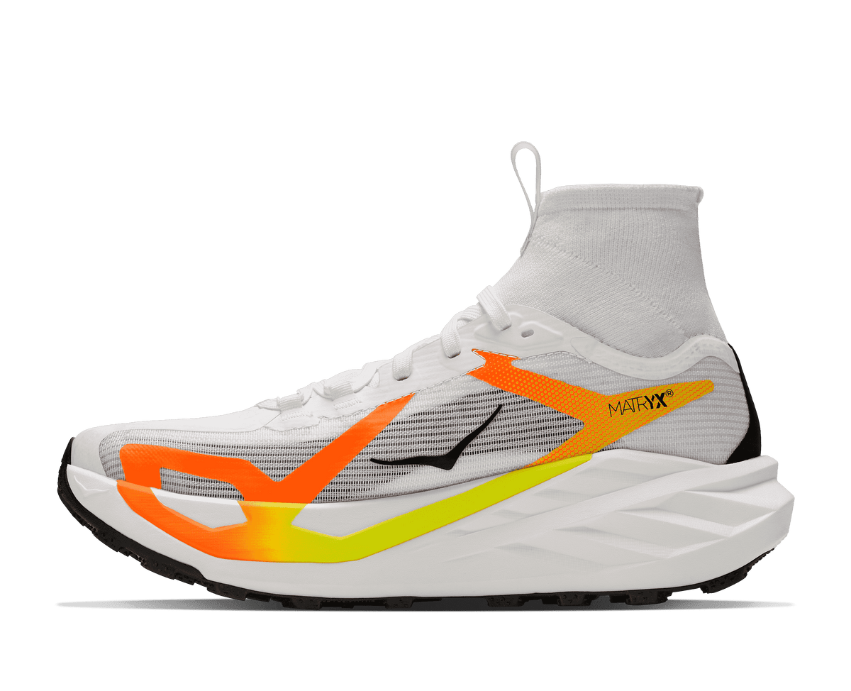 HOKA Men's Tecton X 4 - FROST / NEON TANGERINE