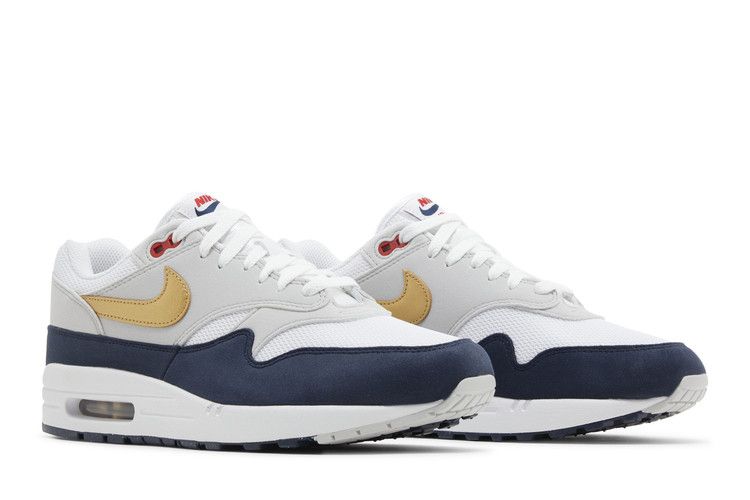 Nike Air Max 1 'Olympic' — Obsidian/White/Light Smoke Grey/Metallic Gold