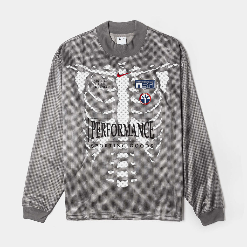 Dri Fit Combine Performance Skeleton Long Sleeve Mens Jersey (College Grey/Flat Pewter/University Red)