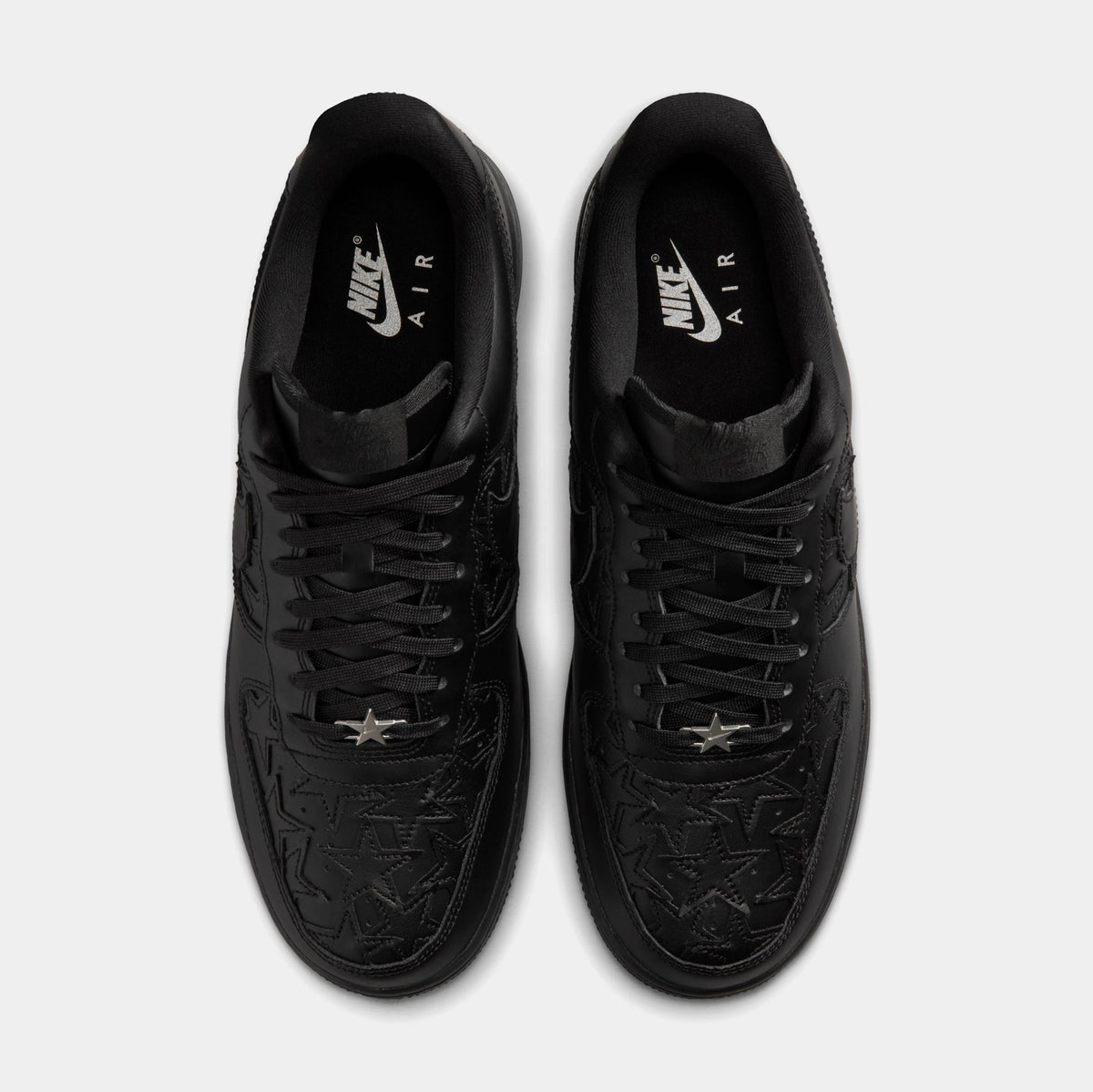 Air Force 1 Black Stars Mens Lifestyle Shoes (Black/Black/Metallic Silver)