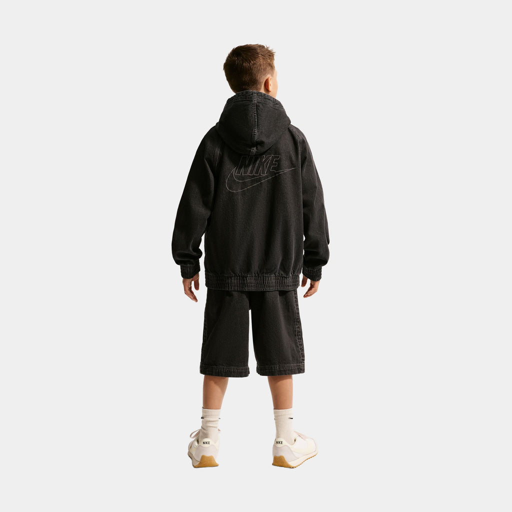 Sportswear Collection Denim Grade School Shorts (Black/Anthracite/Volt)