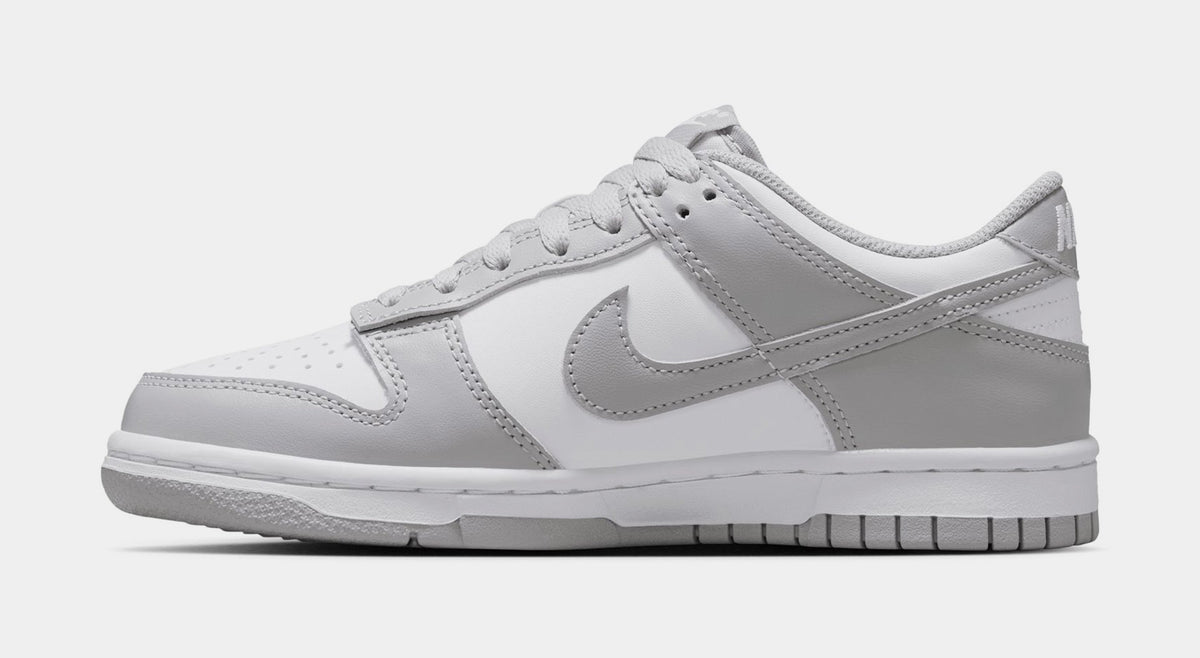 Dunk Low Grade School Basketball Shoes (White/Light Grey/White)