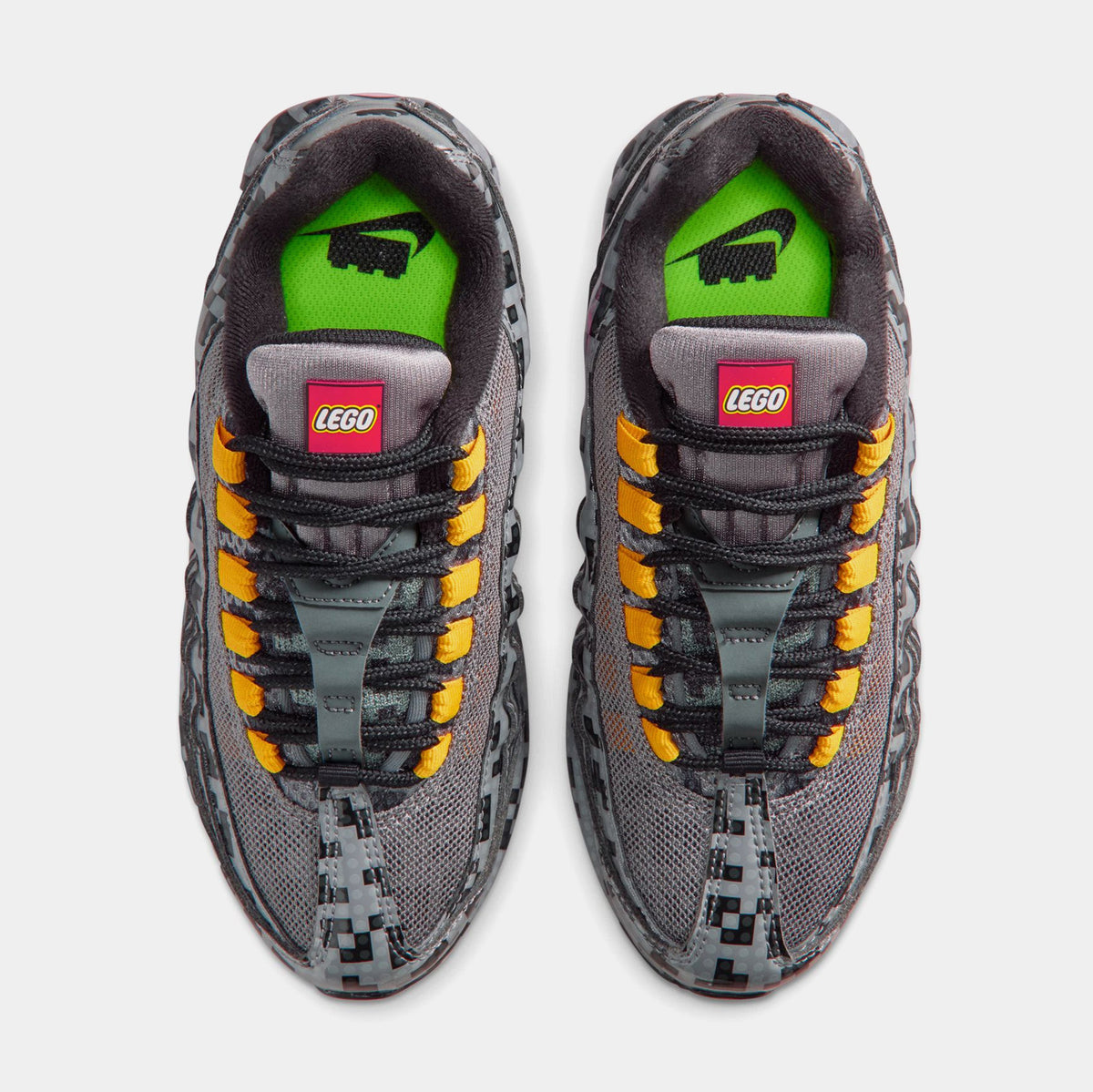 LEGO x Air Max 95 Brick Pixel Grade School Lifestyle Shoes (Smoke Grey/Metallic Silver/Black/University Gold/Volt/Hyper Pink) Free Shipping