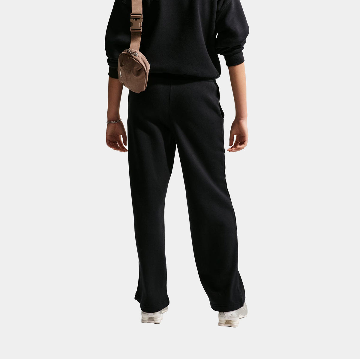 Studio Fleece Open Hem Grade School Pants (Black/White)
