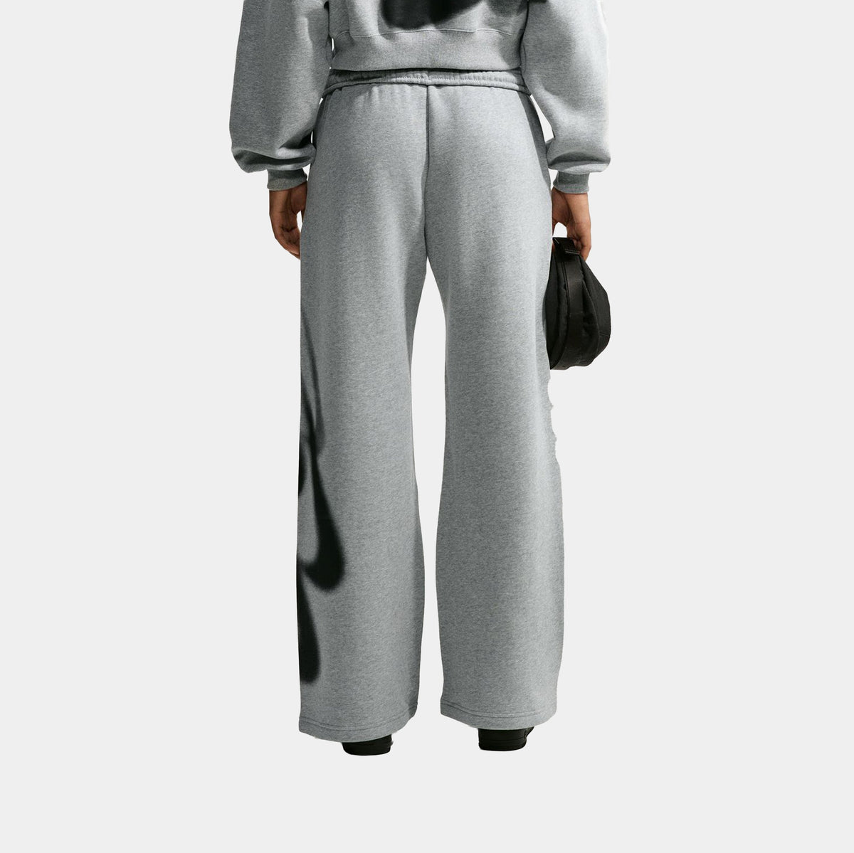 Studio Fleece Oversized High Rise Straight Womens Pants (Dark Grey Heather/Sail)