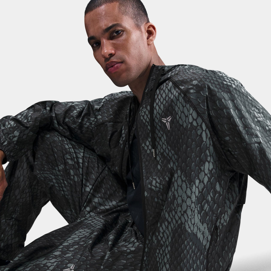 Kobe Zip Up Woven Mens Jacket (Black/Silver)