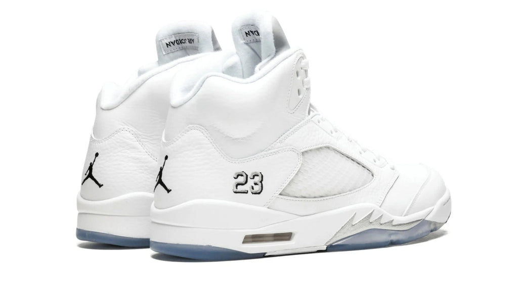 Air Jordan 5 Retro Metallic Silver - Premium White Leather with Silver Accents