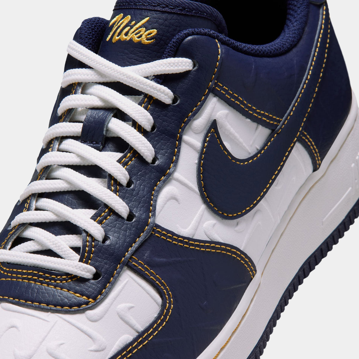 Air Force 1 Mini Swoosh Mens Lifestyle Shoes (Summit White/Midnight Navy/Yellow Ochre)