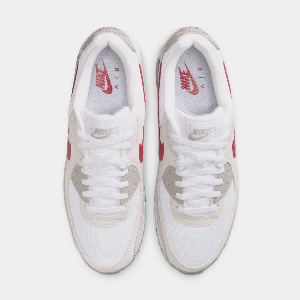 Air Max 90 Mens Running Shoes (White/College Grey/Vast Grey/University Red) Final Sale