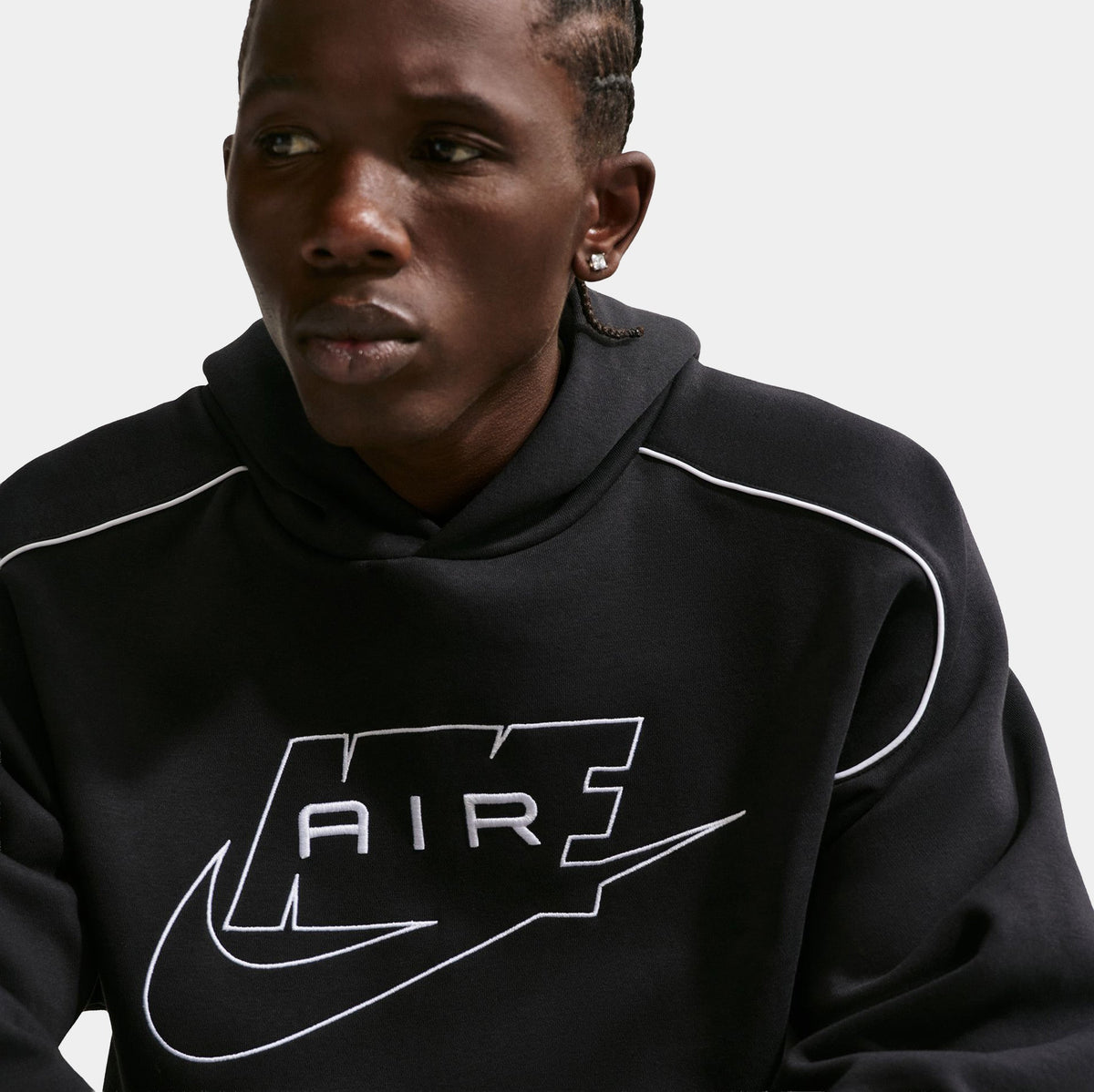 Air Fleece Pullover Mens Hoodie (Black/Black/White)