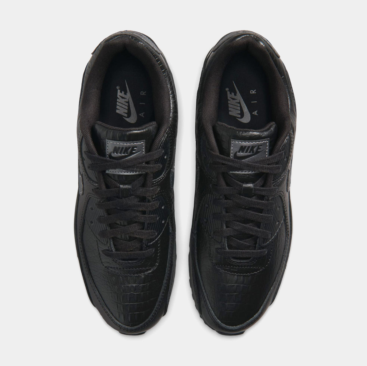 Air Max 90 Premium Black Croc Leather Mens Running Shoes (Black/Metallic Dark Grey/Anthracite)