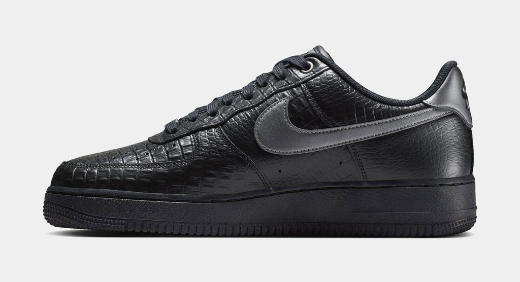Air Force 1 Low Triple Black Croc Mens Lifestyle Shoes (Black/Metallic Dark Grey)