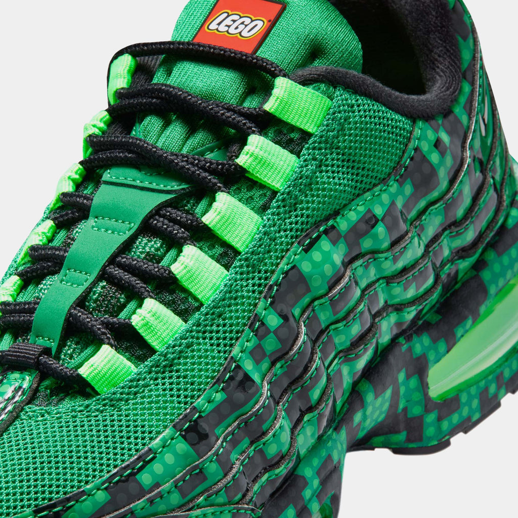 LEGO x Air Max 95 Lucky Green Grade School Lifestyle Shoes (Lucky Green/Metallic Silver/Black/Green Strike/Dark Concord) Free Shipping