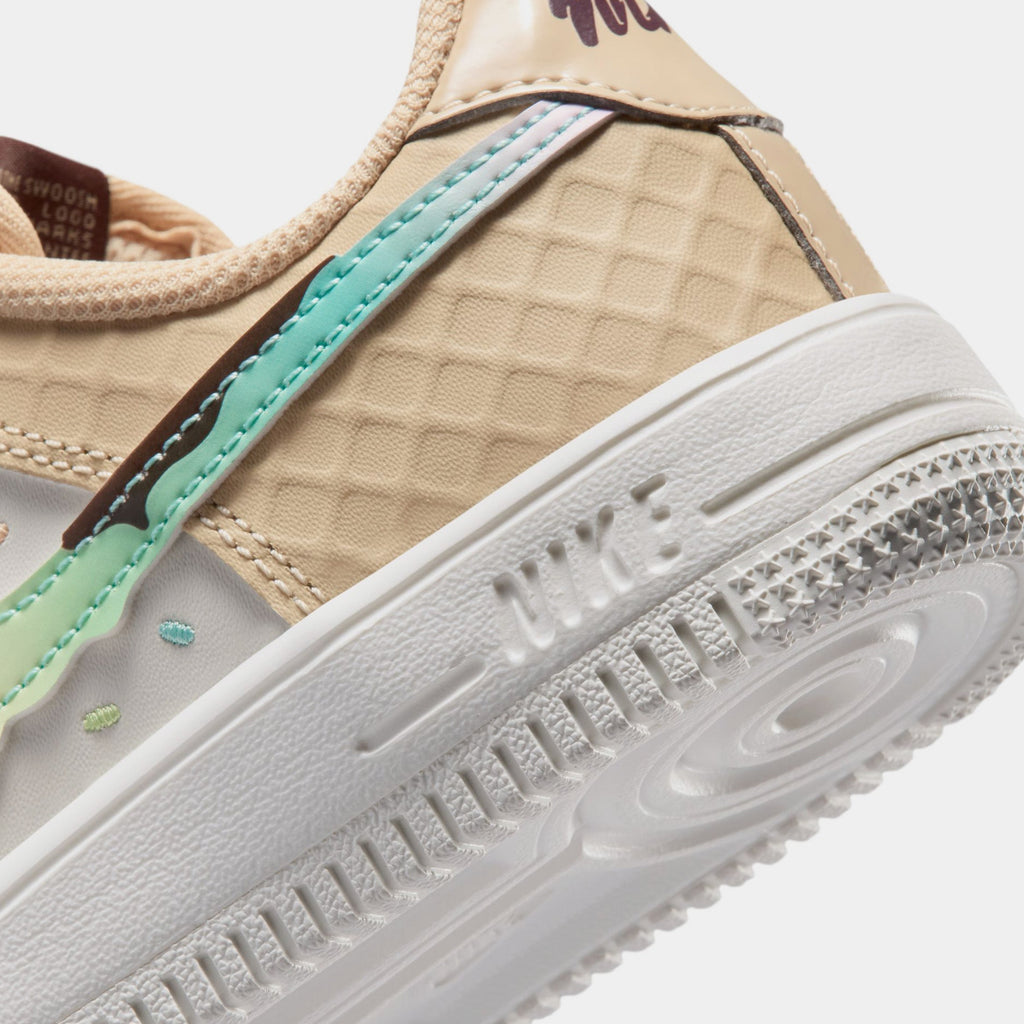 Force 1 Low Preschool Lifestyle Shoes (Sail/Sesame/Bleached Turquoise/Multi-Color)
