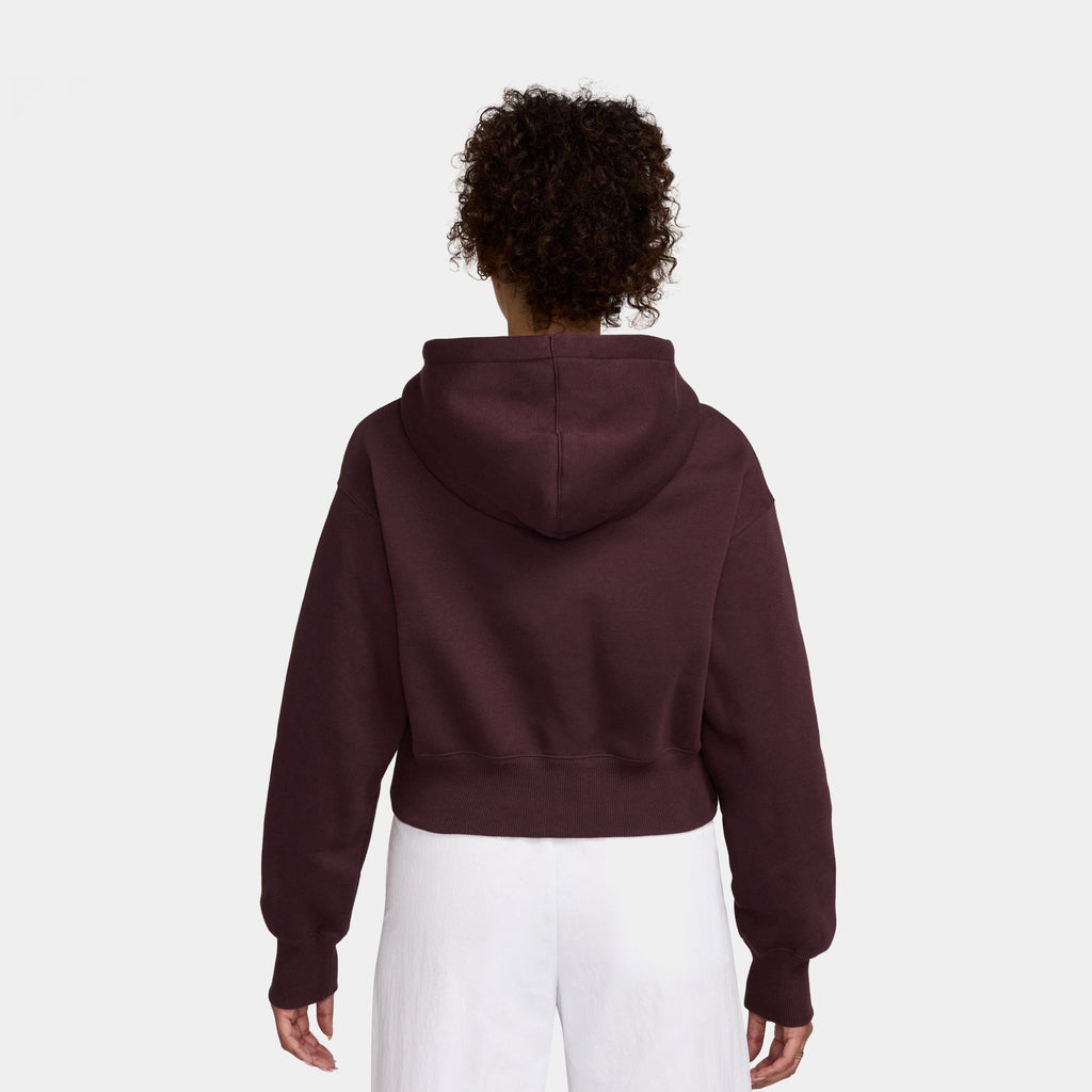 NSW Phoenix Fleece Loose Full Zip Cropped Womens Hoodie (Burgundy Crush/Sail)
