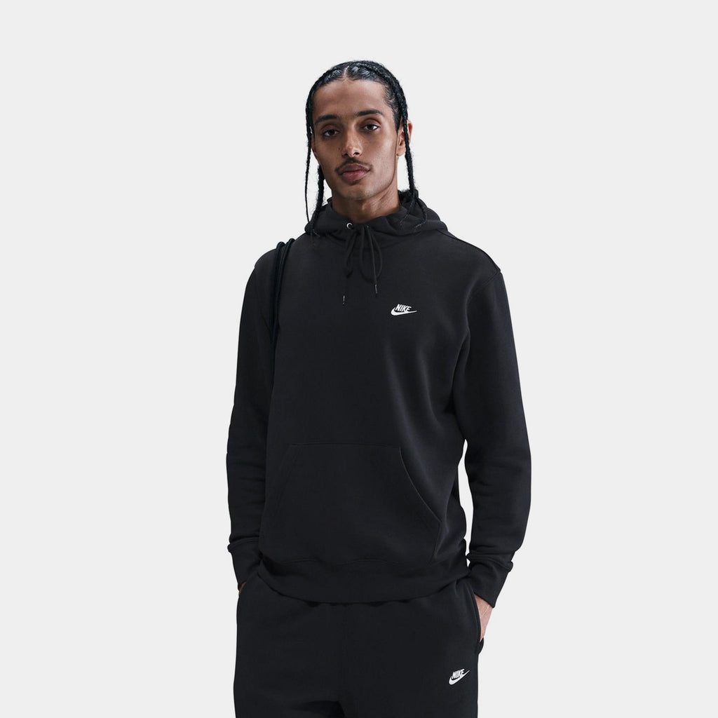 Club Pullover Fleece Mens Hoodie (Black/Black/White)