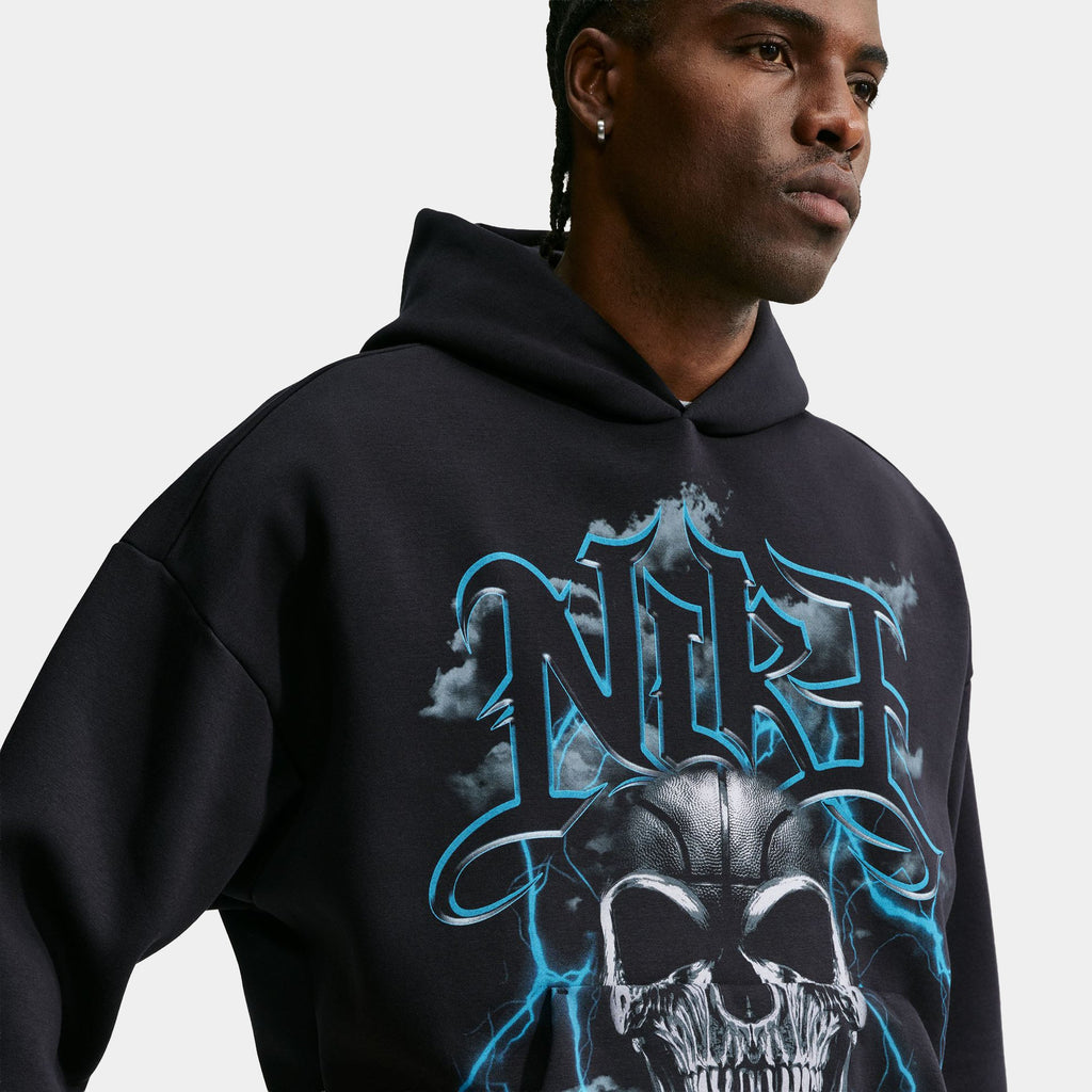 Standard Issue Brushed Basketball Pullover Mens Hoodie (Black/Light Current Blue/Pale Ivory)