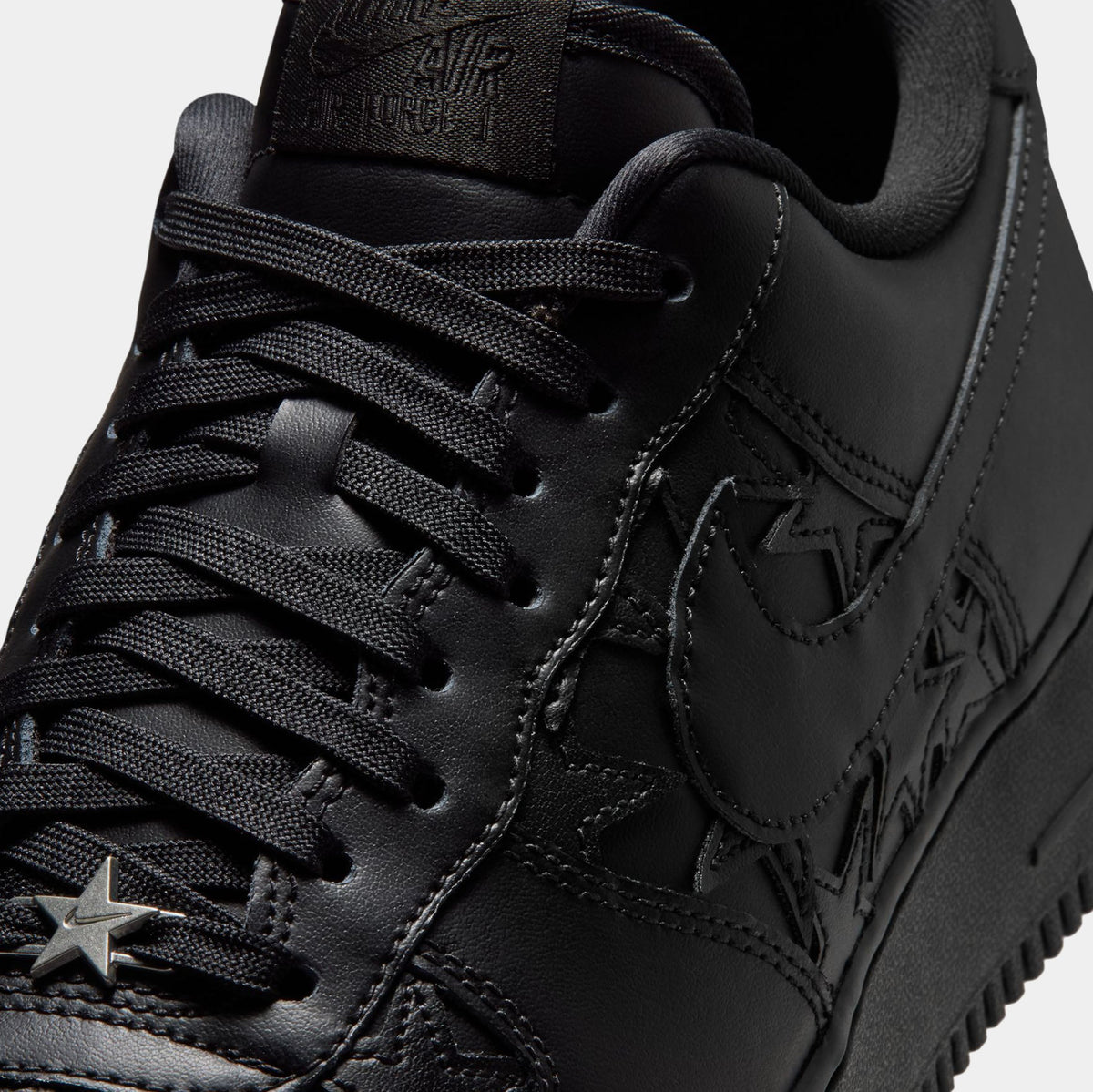Air Force 1 Black Stars Mens Lifestyle Shoes (Black/Black/Metallic Silver)