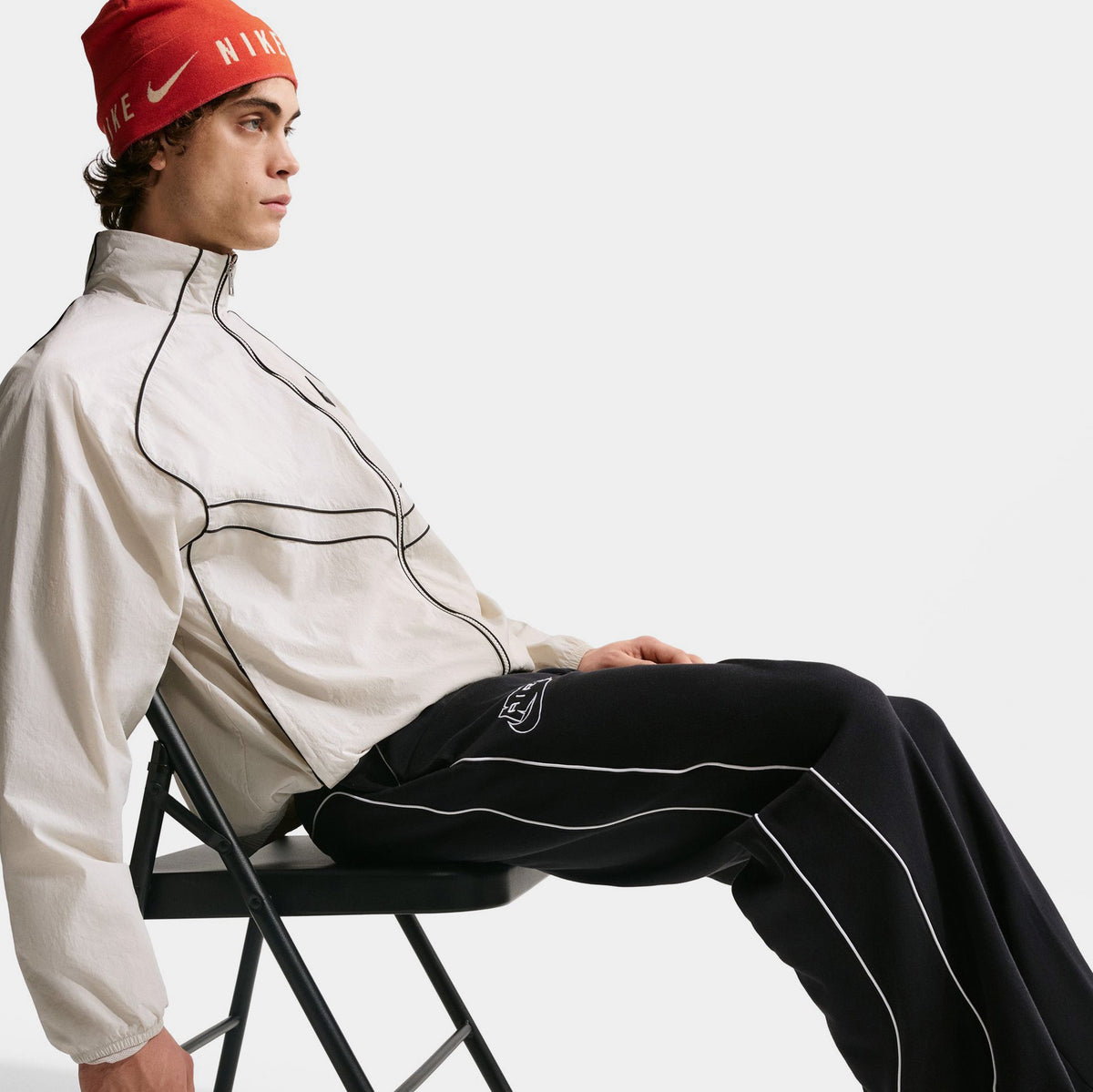 Air Open Hem Fleece Mens Pants (Black/White)