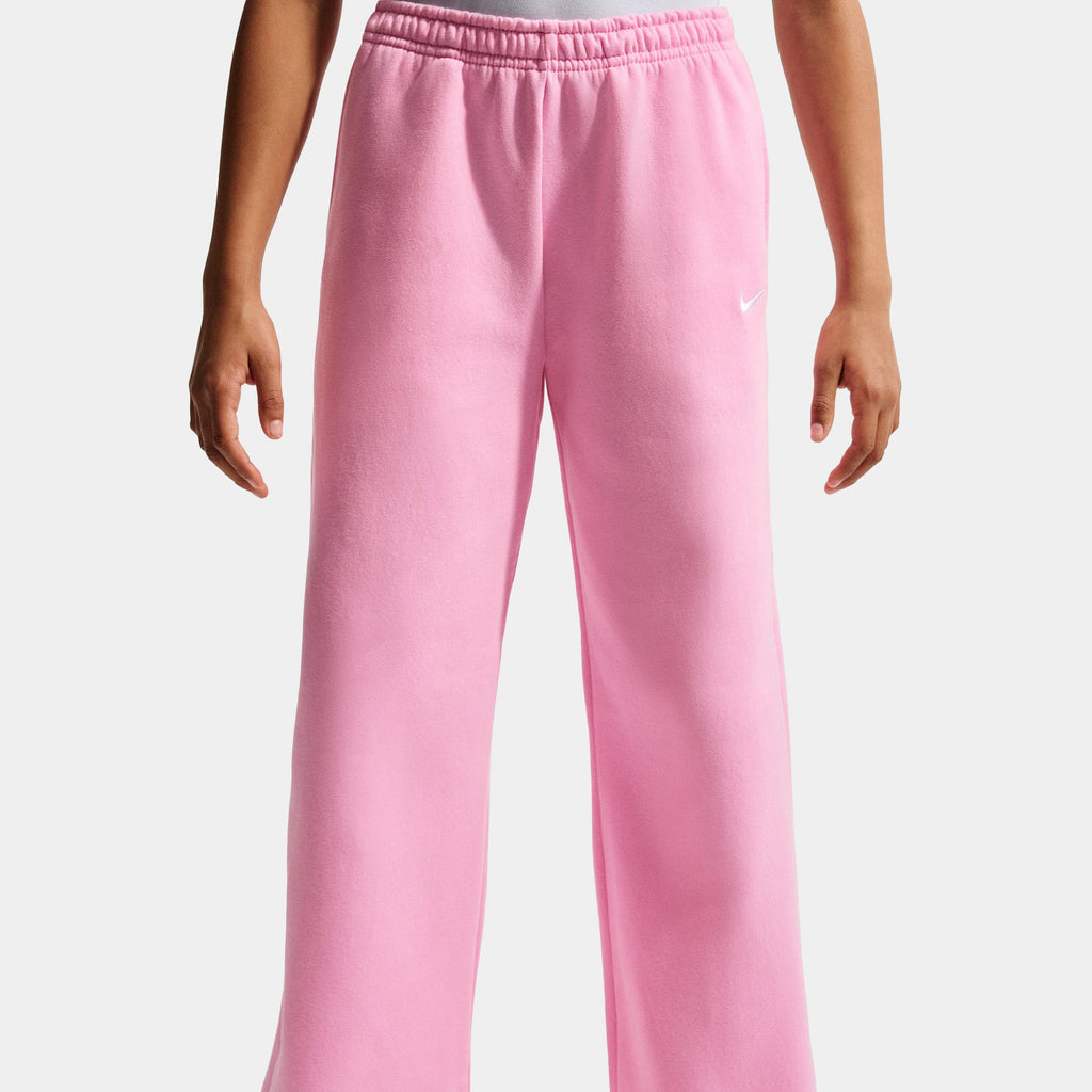 Sportswear Studio Fleece Open Hem Grade School Sweatpants (Pink Rise/White)