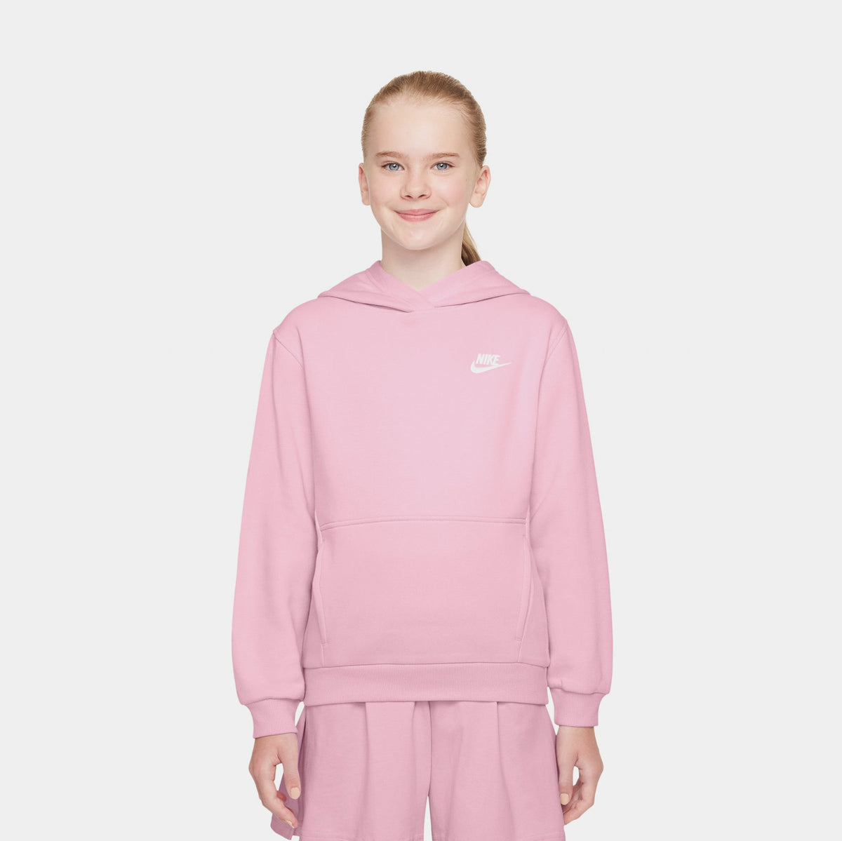 NSW Club Fleece Pullover Grade School Hoodie (Medium Soft Pink/White)