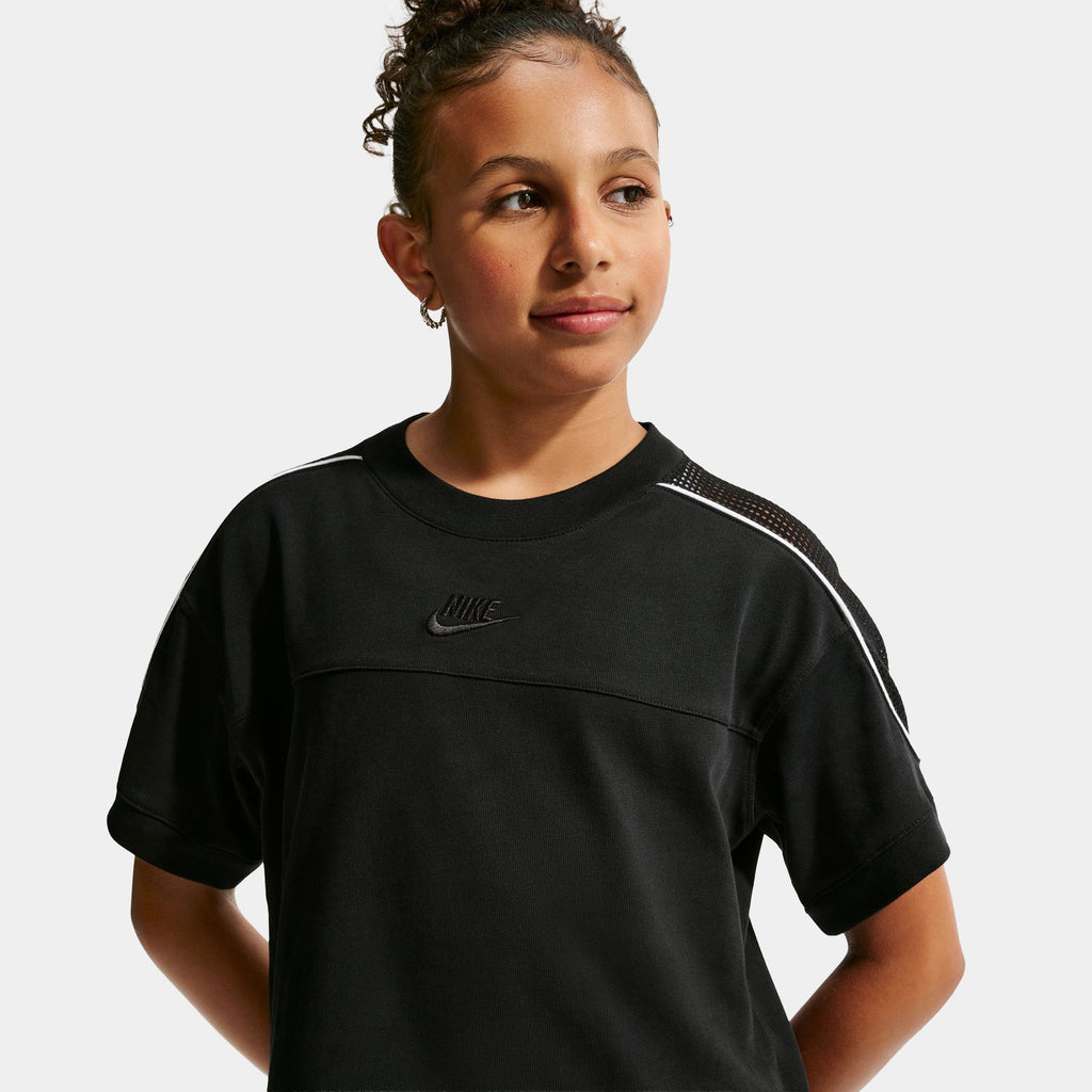 Sportswear Collection Grade School Short Sleeve Shirt (Black/Black/White/Black)
