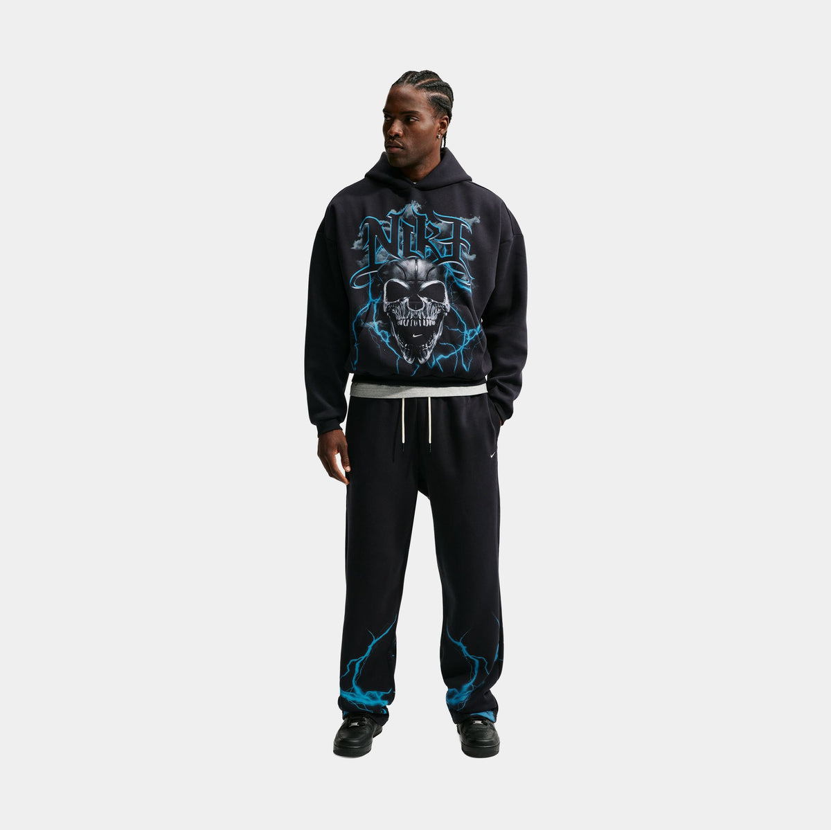 Standard Issue Brushed Basketball Fleece Mens Pants (Black/Light Current Blue/Pale Ivory)