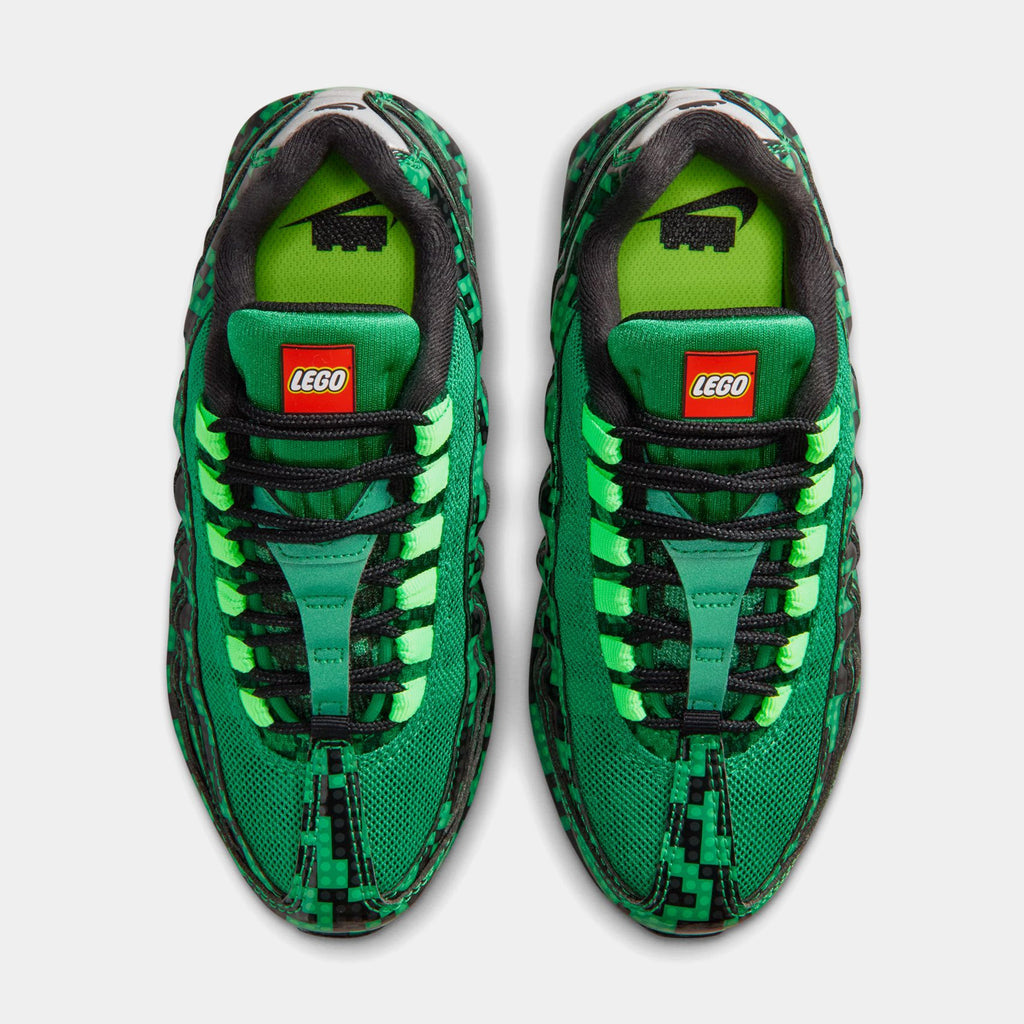 LEGO x Air Max 95 Lucky Green Grade School Lifestyle Shoes (Lucky Green/Metallic Silver/Black/Green Strike/Dark Concord) Free Shipping
