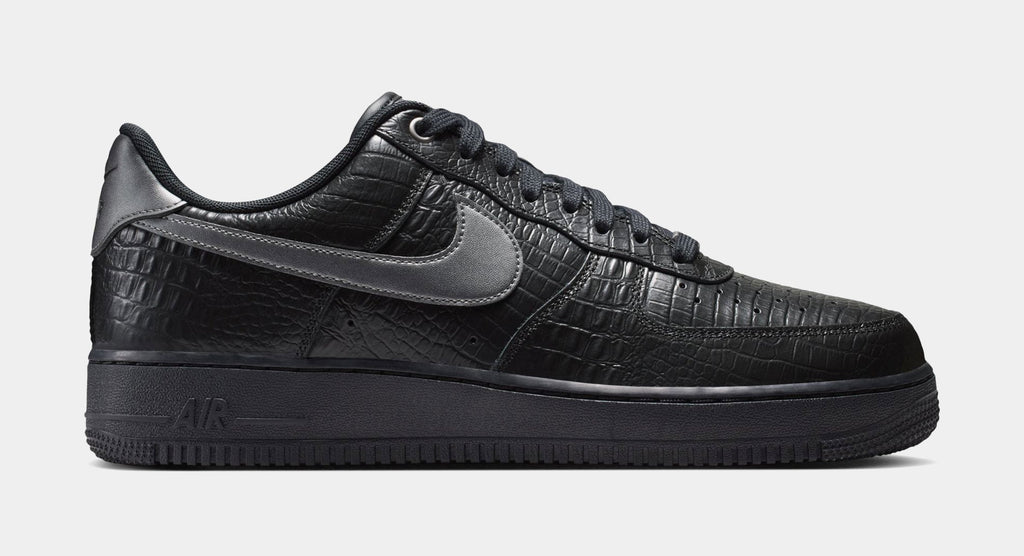 Air Force 1 Low Triple Black Croc Mens Lifestyle Shoes (Black/Metallic Dark Grey)