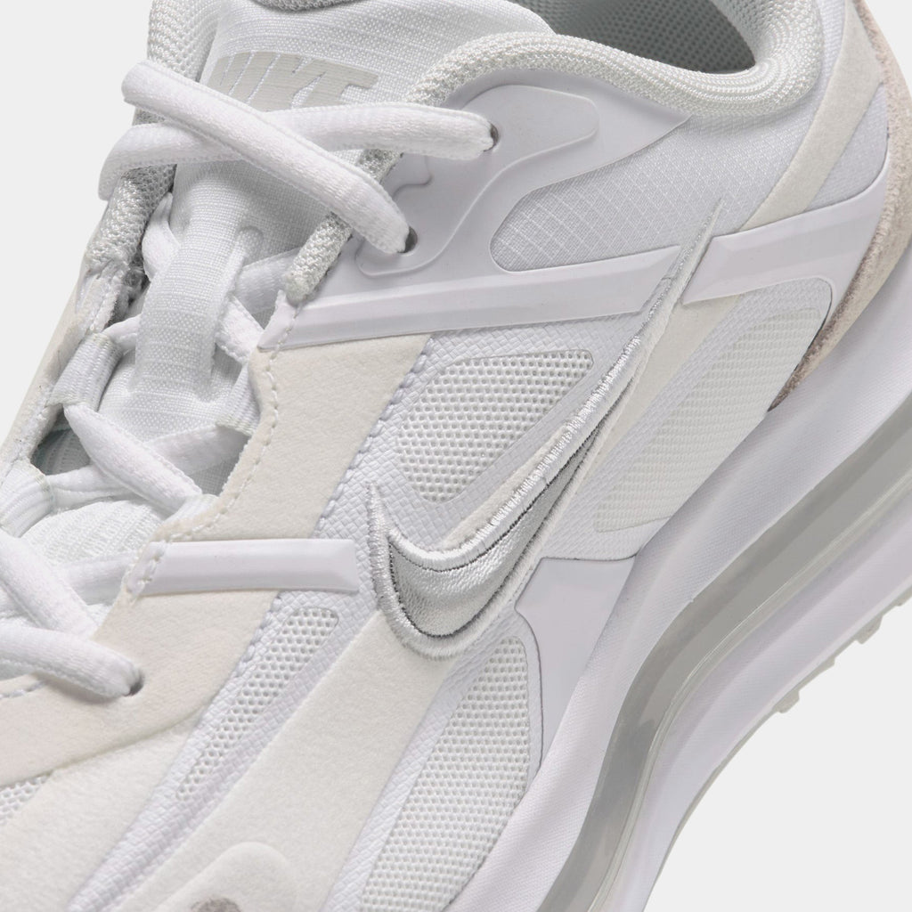 Air Max Metro Grade School Running Shoes (White/Metallic Silver/Photon Dust/Illusion Green)