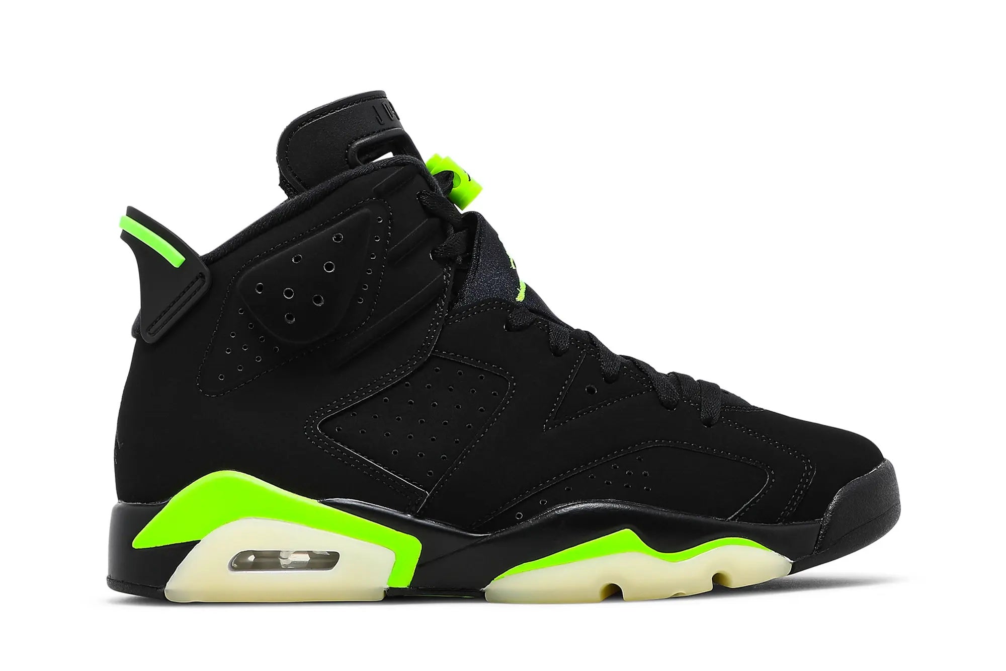 Air Jordan 6 Retro Electric Green - Black Nubuck with Neon Accents