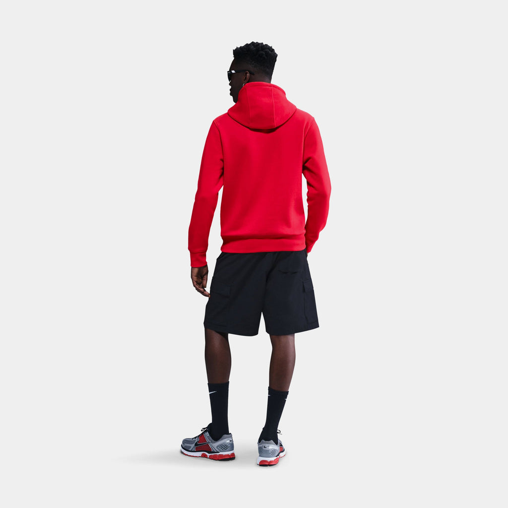 Club Pullover Fleece Mens Hoodie (University Red/University Red/White)