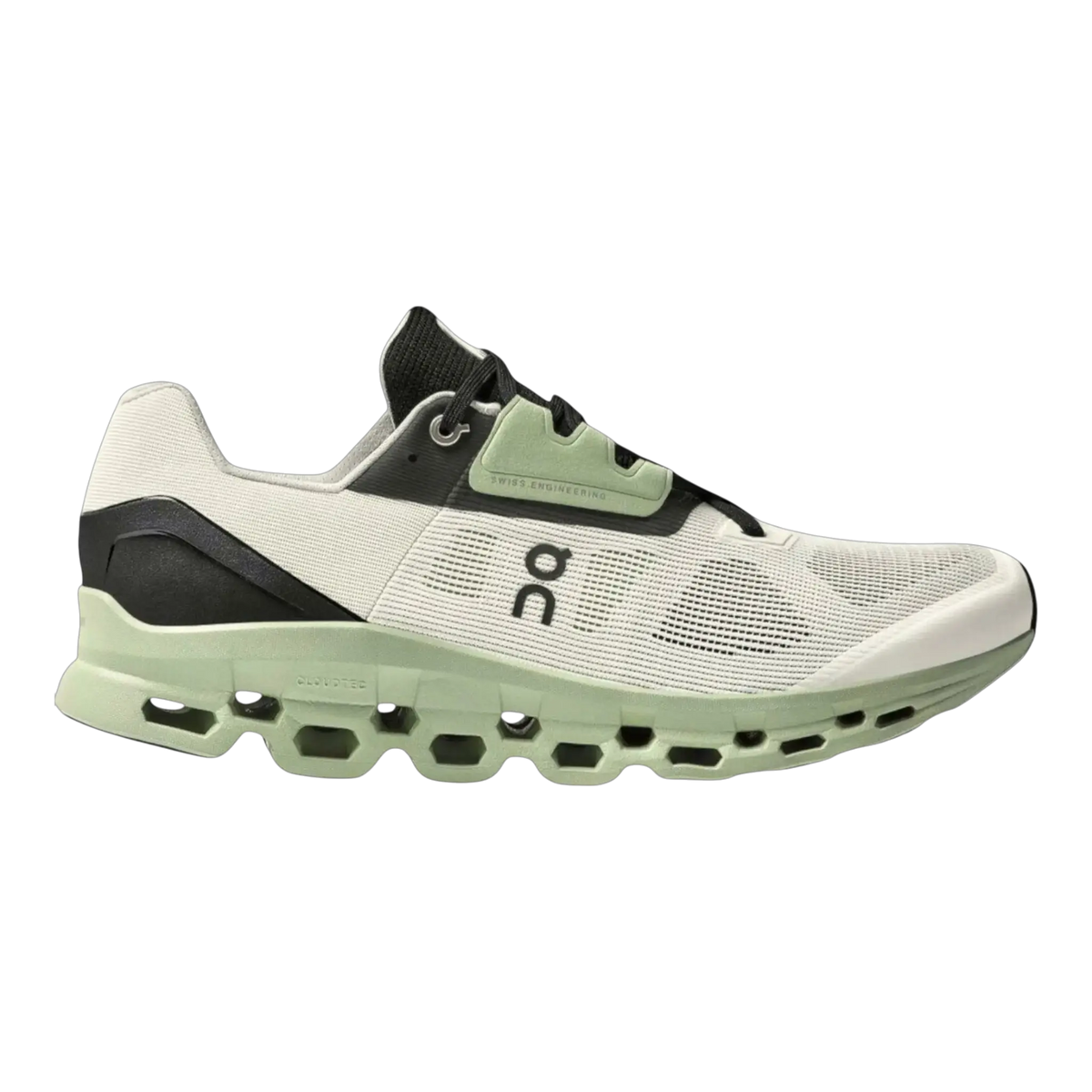 On Cloudstratus Running Sneaker in White Black Green | Men