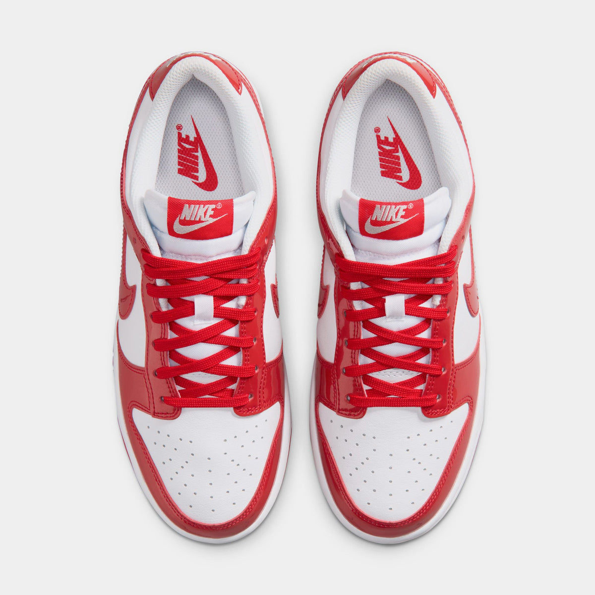 Dunk Low SE Patent Leather Mens Lifestyle Shoes (White/University Red)
