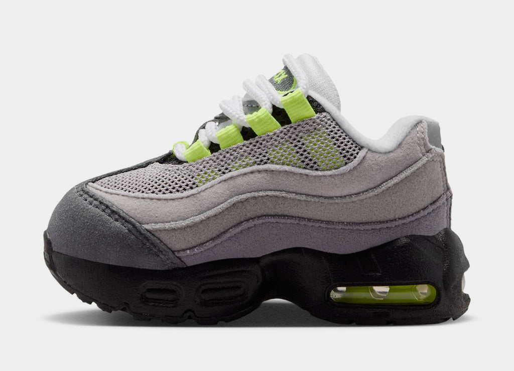 Little Max 95 Big Bubble Neon Infant Toddler Running Shoes (Black/Neon Yellow/Anthracite/Light Graphite)