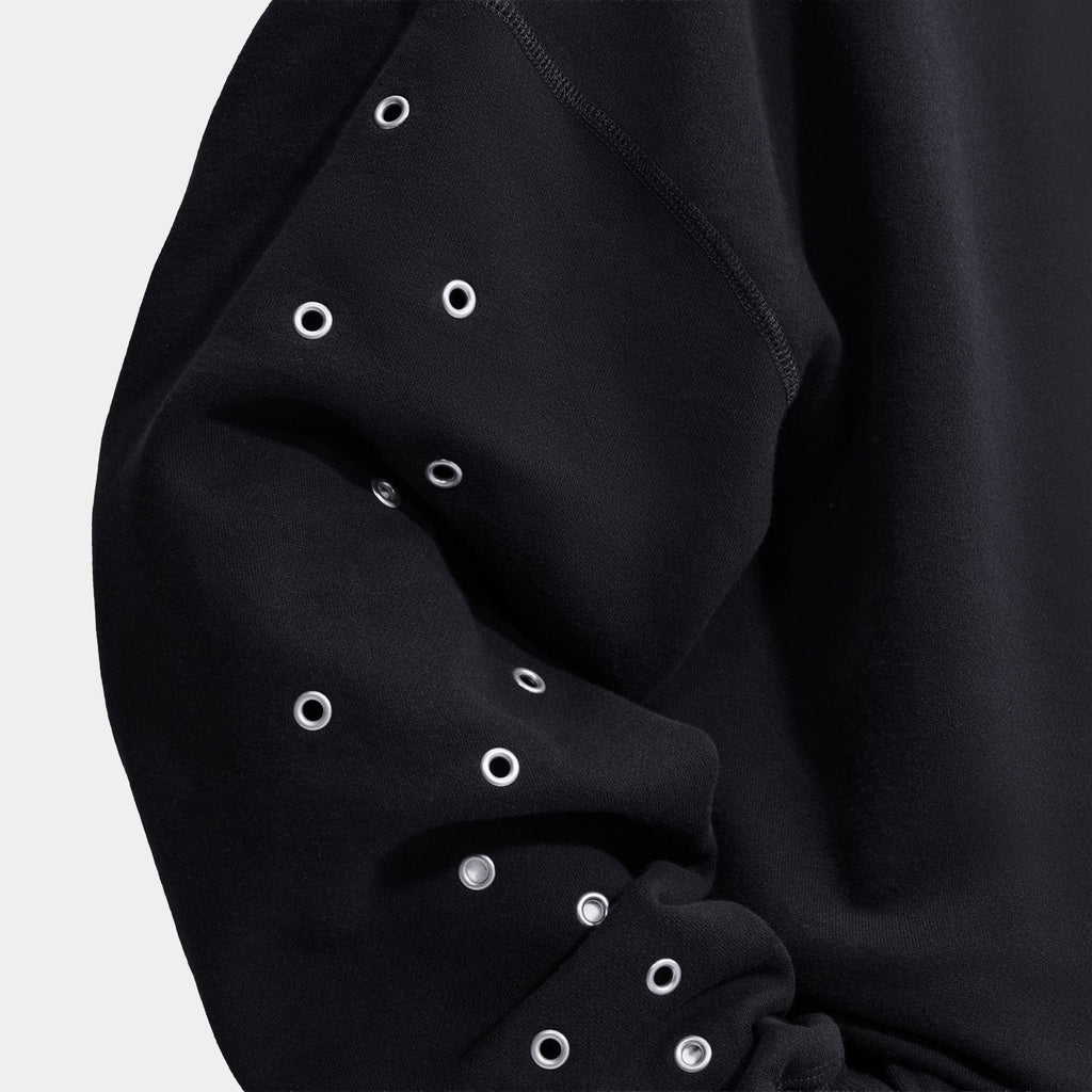 Studio Fleece Medium Weight Oversized Pullover Womens Hoodie (Total Black/Sail)