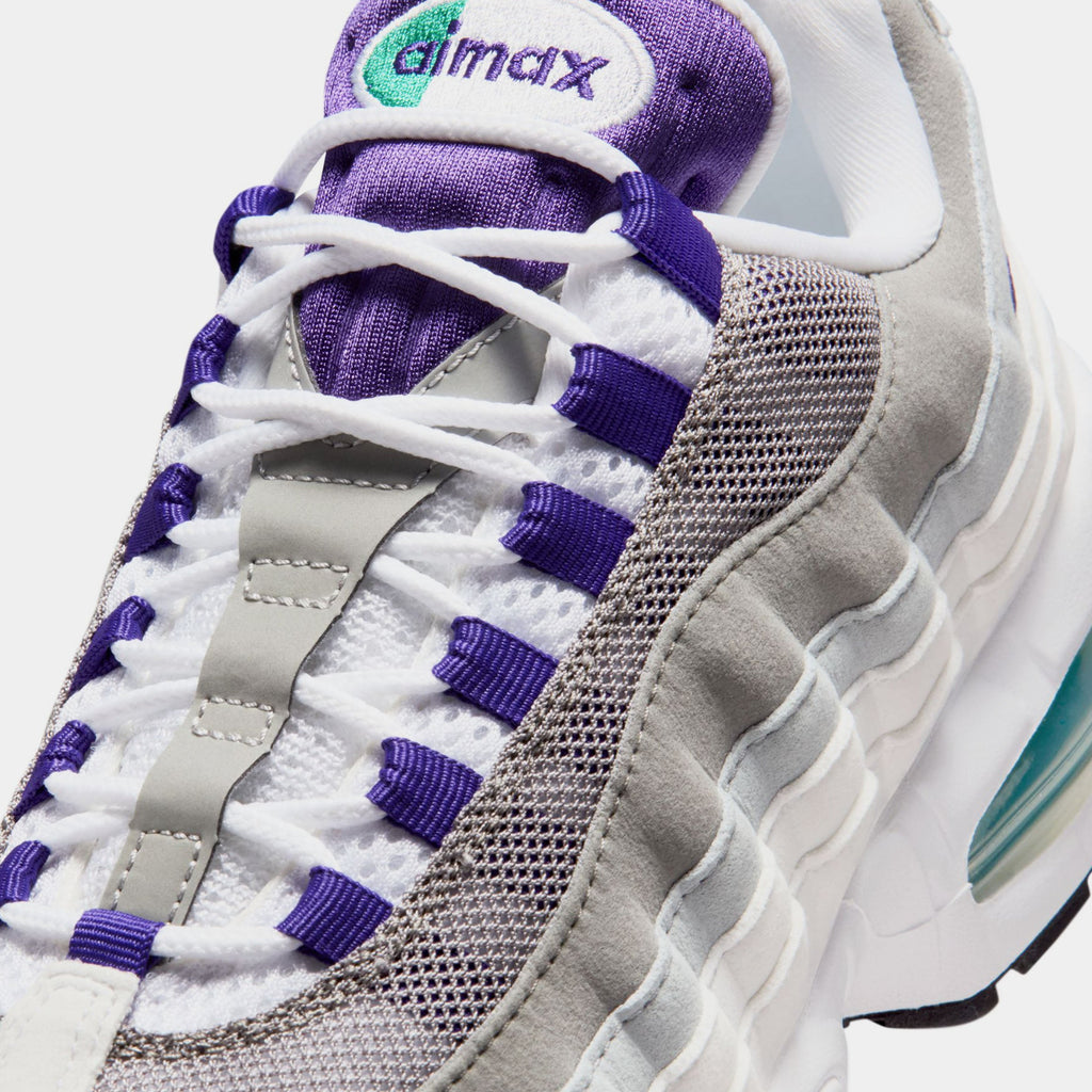Air Max 95 Big Bubble Grape Womens Running Shoes (White/Emerald Green/Wolf Grey/Court Purple)