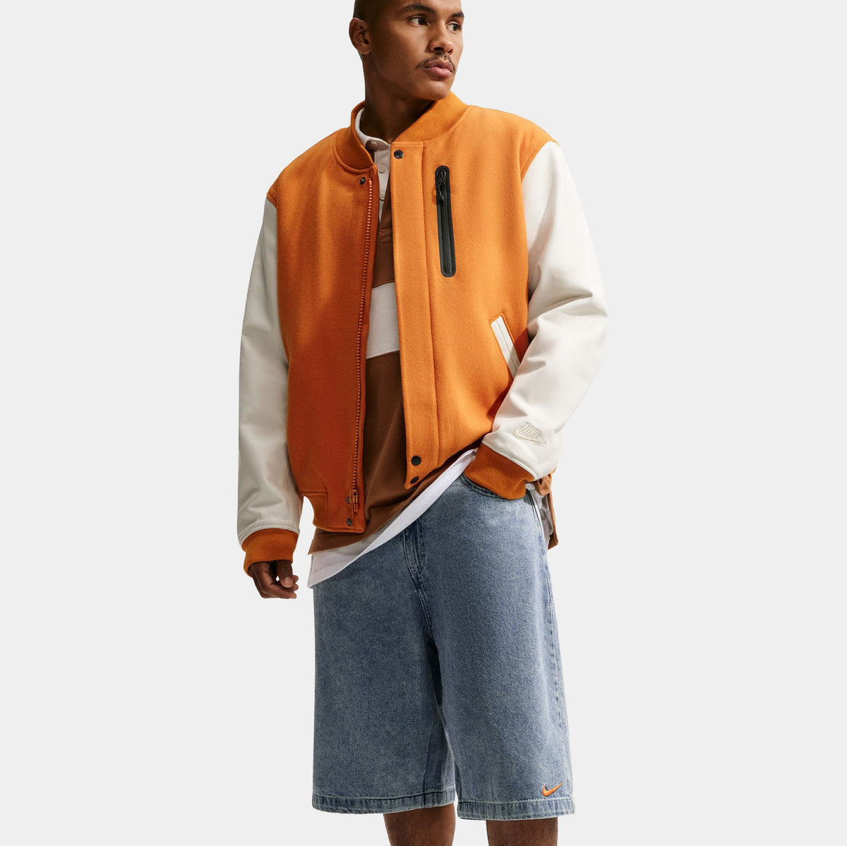 Your Message Here Indigo Denim Mens Shorts (Blue Denim/Black/Safety Orange)