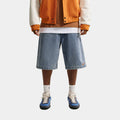 Your Message Here Indigo Denim Mens Shorts (Blue Denim/Black/Safety Orange)