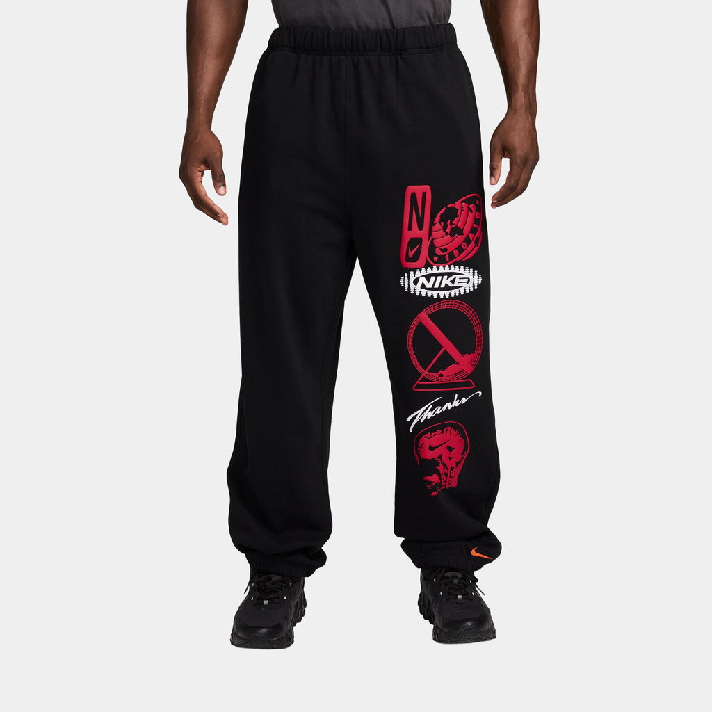 Sportswear Novelty Fleece Mens Pants (Black/Gym Red/White/Safety Orange)