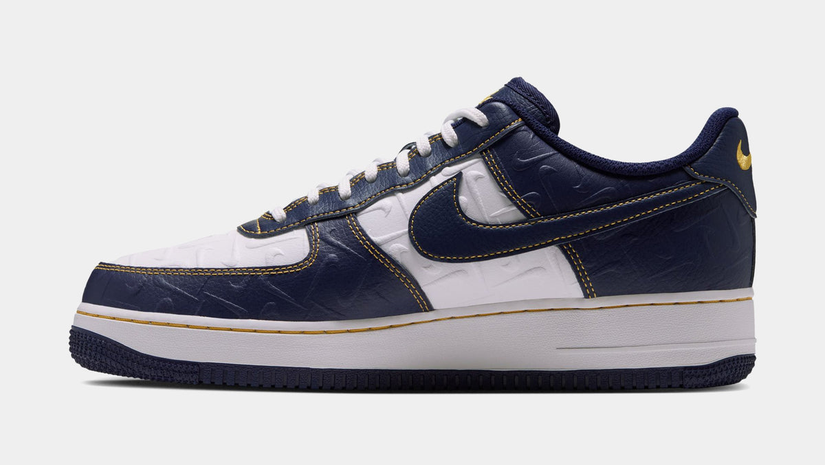 Air Force 1 Mini Swoosh Mens Lifestyle Shoes (Summit White/Midnight Navy/Yellow Ochre)